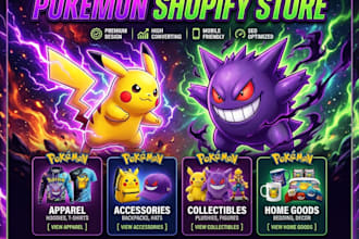 design trading card website, shopify store, pokémon store, tcg website