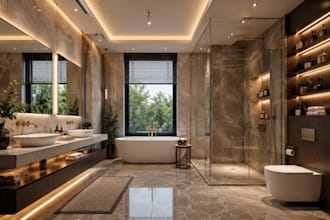 design modern bathroom interior with 3d rendering