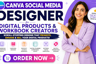 design canva media posts for etsy digital products and workbook creation brands