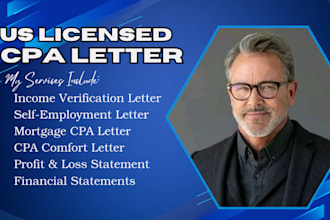 prepare CPA letter, income verification and mortgage documents