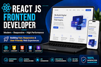 build a modern responsive react js frontend website with API integration