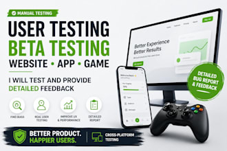 do user testing website review app testing qa testing  UI UX, IOS testing