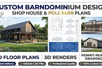 design modern barndominium homes, shop houses  and  pole barn buildings