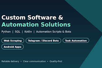 build software solutions using python, sql and kotlin