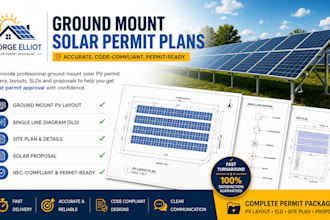 design ground mount pv, solar permit plans, solar proposal, sld and pv layout