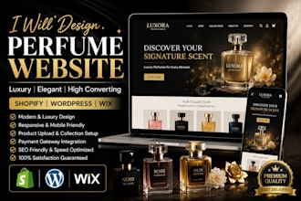 design a luxury shopify perfume website, fragrance store, cosmetics store