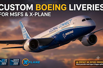 do custom boeing aircraft liveries for msfs 2020, msfs 2024 and x plane