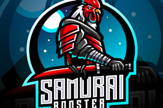 draw modern samurai head mascot logo design
