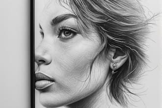 sketch a custom charcoal drawing, pencil portrait from photo
