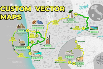 design professional vector travel maps and custom location icons