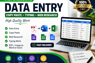 do accurate data entry, copy paste, web research and typing