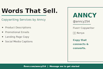 write compelling product description, emails and social media copy