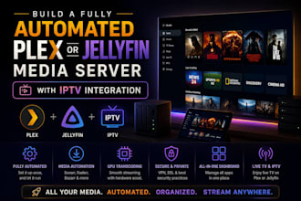 build a fully automated plex or jellyfin media server with iptv integration