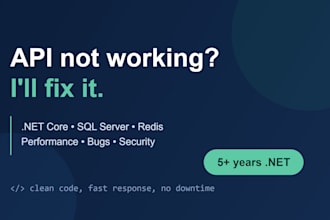 develop, fix, or optimize asp net core web apis and sql server