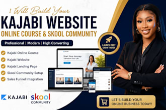 build kajabi website, online course,landing page and sales funnel
