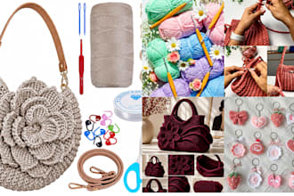 design complete crochet kit instructions PDF with materials list and video guide