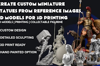 create custom miniature statues from reference images, 3d models for 3d printing