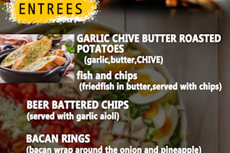design a restaurant menu, cafe menu and food menu