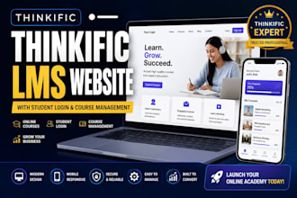 build thinkific lms website with student login and course management