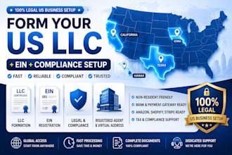 form US llc in texas, california, iowa, hawaii with ein, tax, registered agent