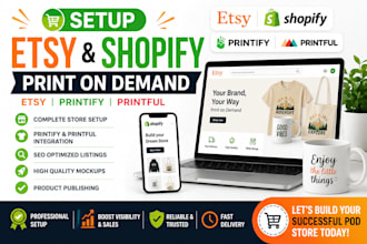 setup etsy shopify print on demand etsy printify printful  etsy print on demand