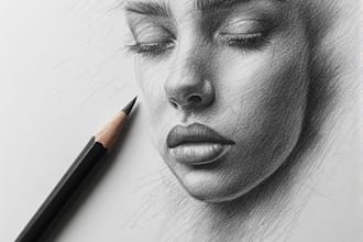 paint a charcoal and pencil digital portrait illustration