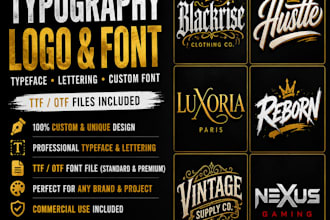 design a custom type font logo in ttf or otf, typography, typeface, lettering