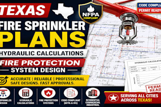 texas fire sprinkler plans, hydraulic calculations fire protection system design