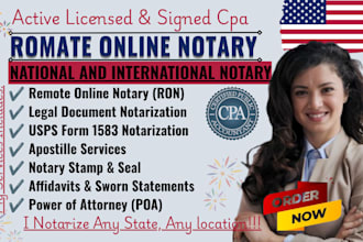 provide remote online notary, apostille, usps form 1583, notarize legal document