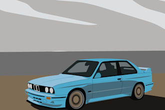 draw a custom flat minimalist illustration of your car