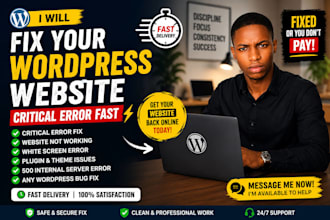 fix your broken wordpress website or critical error asap