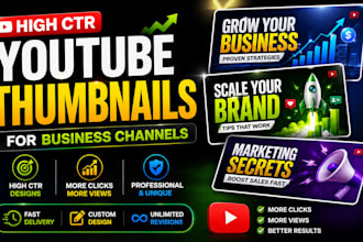 design high CTR youtube thumbnails for business channels