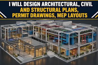 design architectural, civil and structural plans, permit drawing, mep layouts
