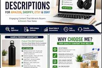 write SEO product descriptions for amazon, shopify, etsy and ebay