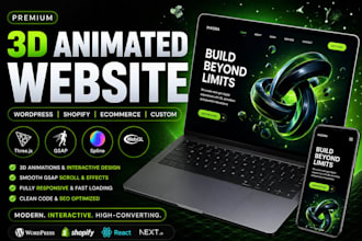 3d animated wordpress website 3d animation shopify ecommerce website spline gsap