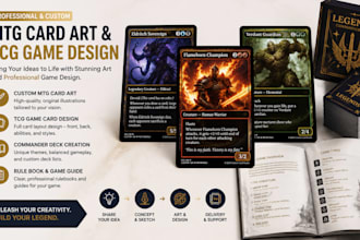 design custom mtg card art tcg game card illustration commander deck rule book