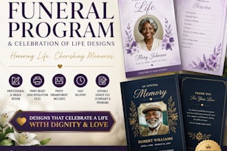 design celebration of life program, obituary and funeral flyer