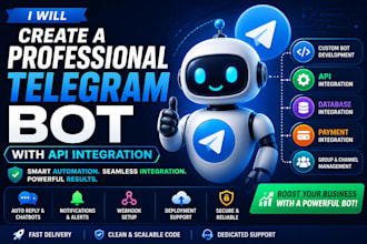 create a professional telegram bot with API integration