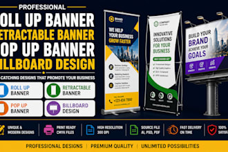 design retractable banner, roller banner, pop up banner, billboard design