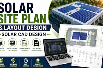 solar site plan and layout design solar cad design