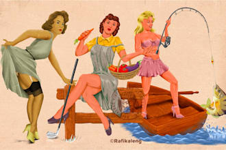 create a realistic vintage pinup illustration