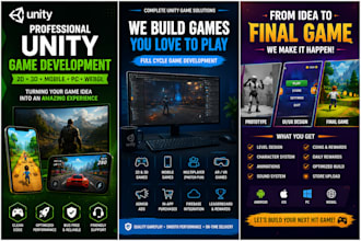 develop unity game, 2d 3d mobile game, PC, multiplayer game