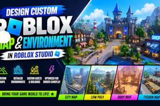design custom roblox map, roblox game map, and environment in roblox studio