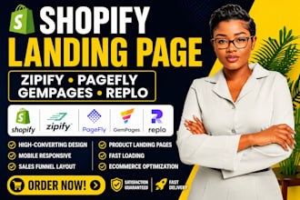 design shopify landing page zipify landing page pagefly gempages replo ecommerce