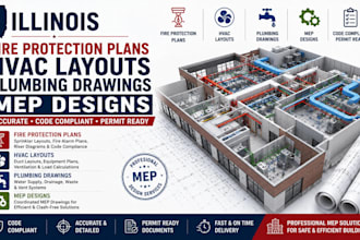 draw illinois fire protection plans hvac layouts plumbing drawings mep designs