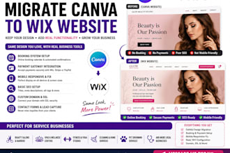 migrate canva website to wix keep design booking payment seo mobile fix
