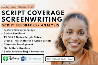 give script coverage feedback, notes, analysis for TV pilot film script editing