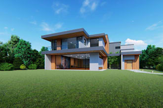remodel 3d slope apartment design, hill driveway, pool side, outdoor renderings