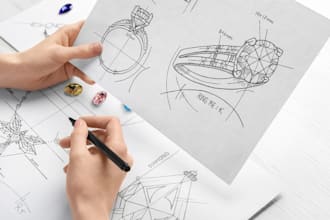 create custom engagement ring and wedding band designs jewelry sketches concept