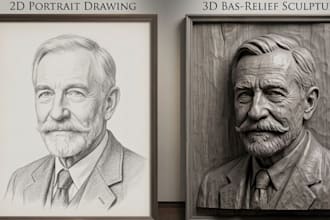 create 3d bas relief portrait your photo for cnc carving 3d printing 3d model